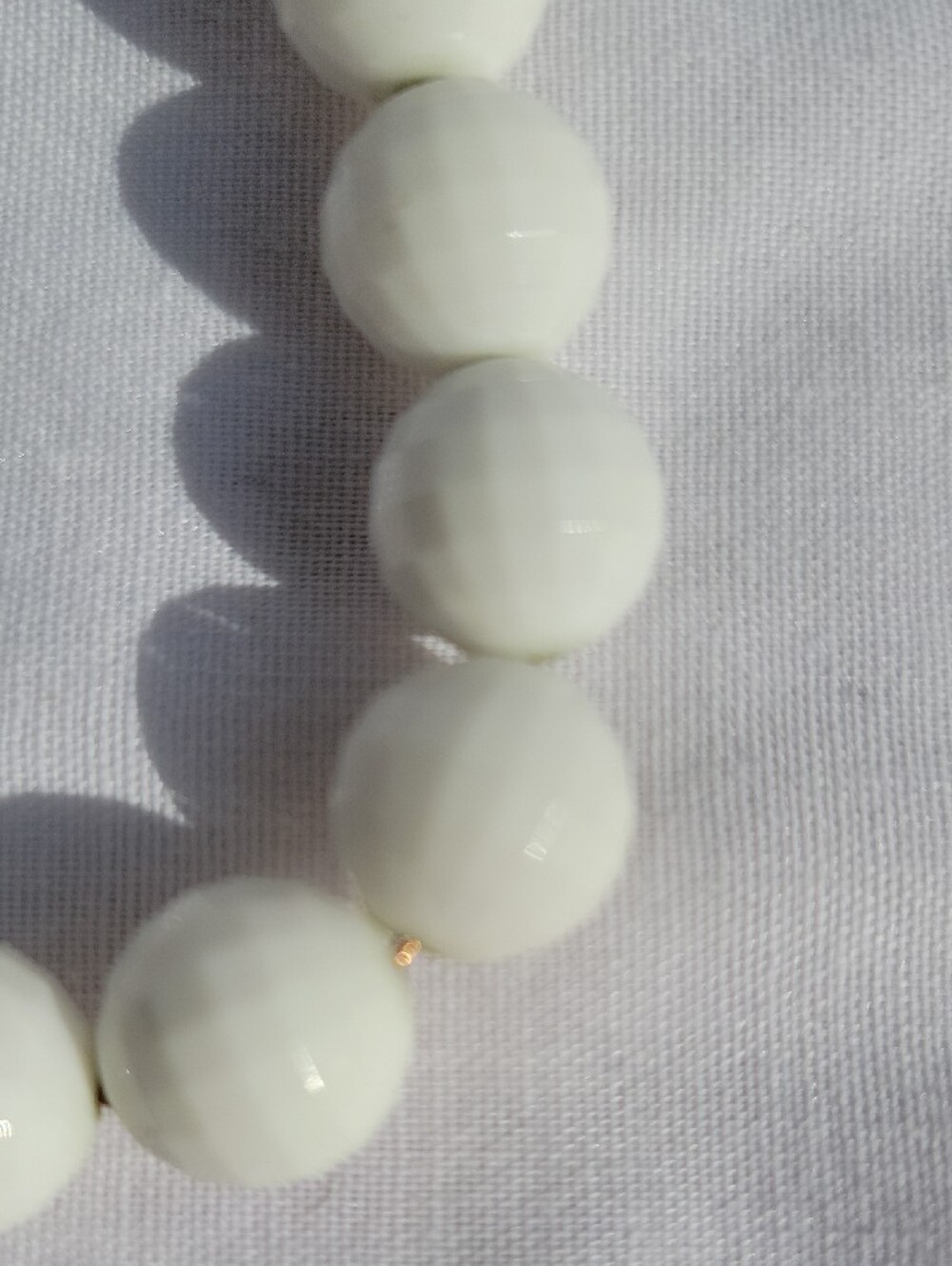 Vintage Monet White Faceted Lucite Bead Necklace with Gold Accents - Picture 5 of 6